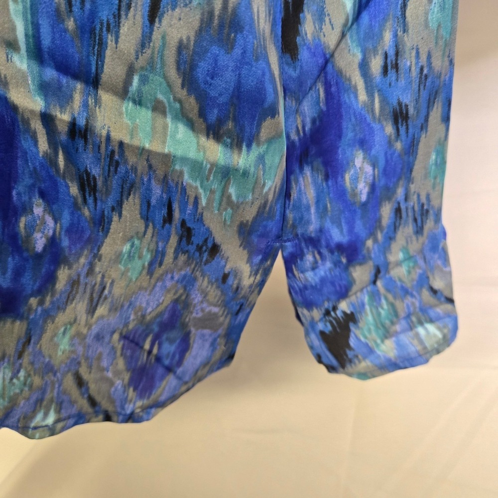 Chico's Ikat Printed Sequin Embellished Tunic Top Boho Hippie Blue Size 3‎ XL - Picture 8 of 11
